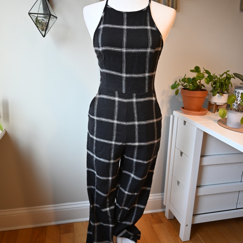 Urban Outfitters Hattie High Neck Linen Jumpsuit